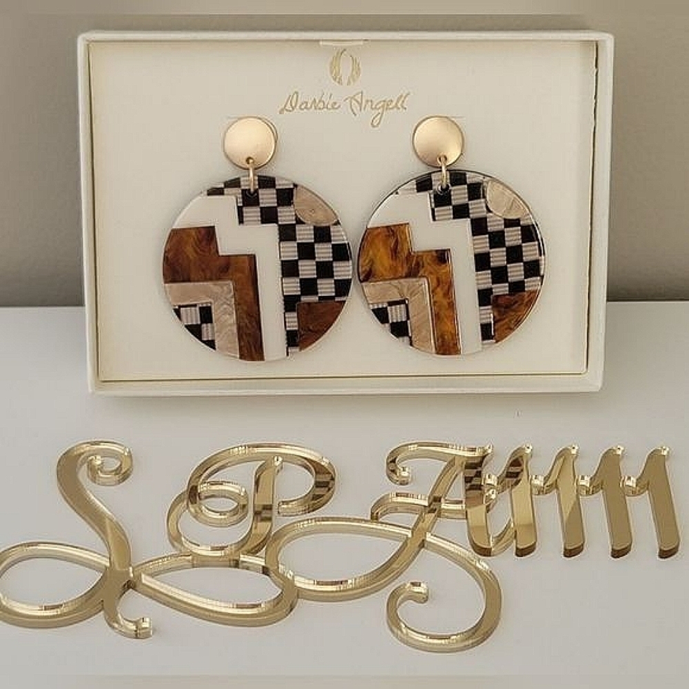 Geometric Earring Darbie Angell Circular Mosaic Earrings With Box #541